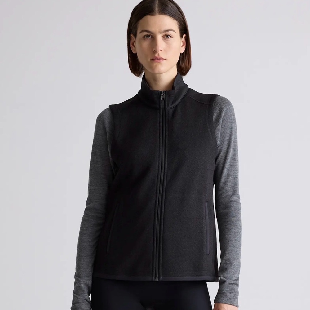 Quince Black Sweater-knit Fleece Vest XL